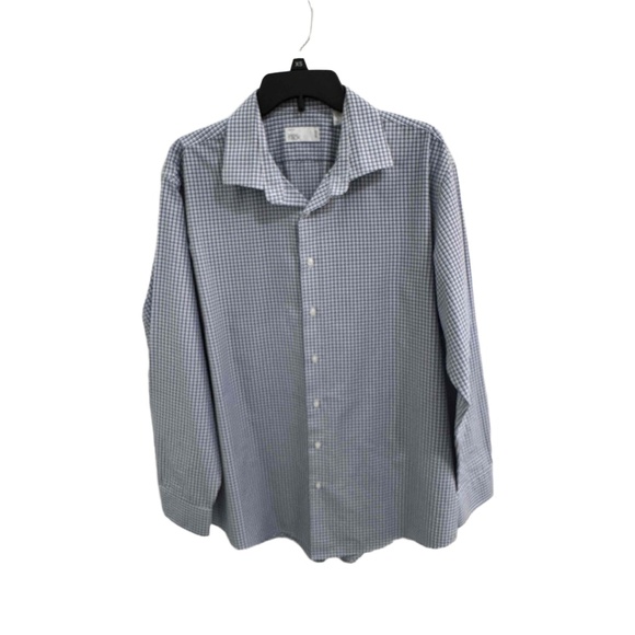 Nordstrom Rack Blue And White Long Sleeve Button Down Checkered Pattern Shirt XL - Picture 3 of 7
